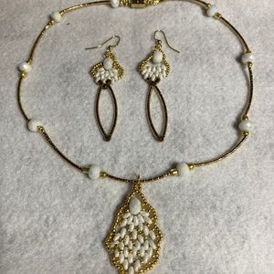 Hand crafted necklace and earrings.